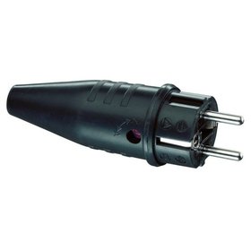 ABL SURSUM - SCHUKO-Stecker Gummi IP44 schwarz Schraubklemmen gerade