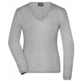 James & Nicholson - Damen Seide-Kaschmir Pullover JN663, hellgrau-melange, Größe M