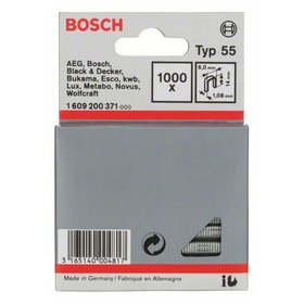 Bosch - Schmalrückenklammer Typ 55, 6 x 1,08 x 14mm, 1000er-Pack (1609200371)