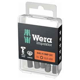 Wera® - Bit Impaktor 1/4" DIN 3126 E6,3 Innensechskant 6 x 50mm 5er Pack