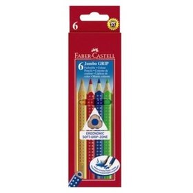 Faber-Castell - Farbstift Jumbo Grip, 0,4mm, sortiert, Pck=6 Stück, 1109068