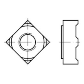 Vierkant-Schweißmuttern, DIN 928 Stahl blank M 4