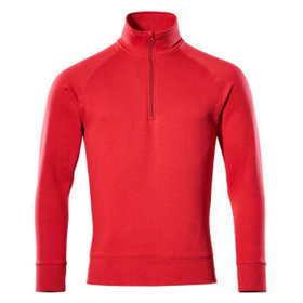 MASCOT® - Sweatshirt mit kurzem Reißverschluss CROSSOVER, Rot, Größe XS