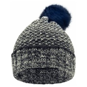 James & Nicholson - Damen Melange Beanie MB7115, navy-blau/weiß, Einheitsgröße