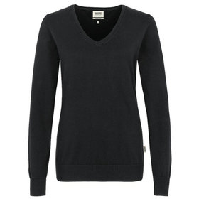 HAKRO - Damen V-Pullover Premium-Cotton 133, schwarz, Größe L