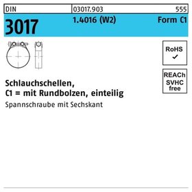 Schlauchschelle DIN 3017 Form C1 W2 Stahl 1.4016 verzinkt ø140-150 x 30mm