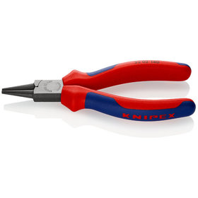 KNIPEX® - Rundzange schwarz atramentiert, mit Mehrkomponenten-Hüllen 140 mm 2202140