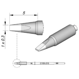 JBC - Lötspitze Serie C105, Meißelform, C105213/1,0 x 0,3mm, gerade, High Thermal