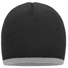 James & Nicholson - Beanie Mütze mit Kontrastrand MB7584, Gletscher-melange/grau-melange