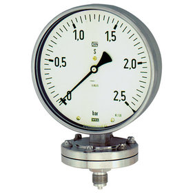 RIEGLER® - Plattenfedermanometer, Chemie, G 1/2" radial unten, 0-10,0 bar, Ø 100mm