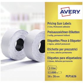 AVERY™ Zweckform - PLP1626 Preisauszeichner-Etiketten, 2-zeilig, 26 x 16mm, 10 Rolle/12.000 Etiketten, weiß