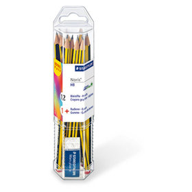 STAEDTLER® - Bleistift Noris 61 120 P1 HB ge/sw 12er-Pack +Radierer