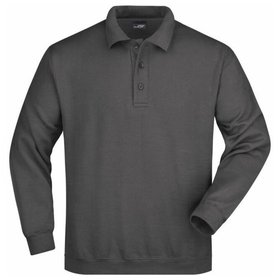 James & Nicholson - Polo Sweatshirt JN041, carbon, Größe M