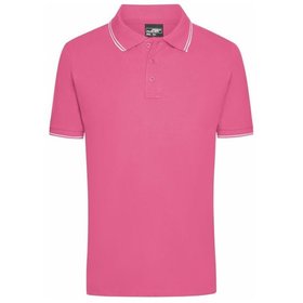 James & Nicholson - Herren Elastic Poloshirt JN986, pink/weiß, Größe 3XL