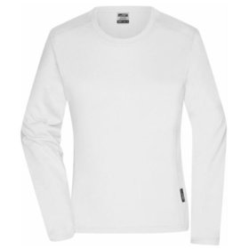 James & Nicholson - Damen Bio Workwear Langarm Shirt JN1839, weiß, Größe L