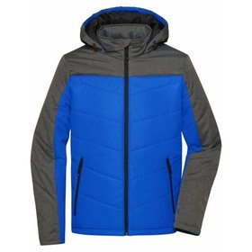 James & Nicholson - Herren Winterjacke Materialmix JN1134, königs-blau/anthrazit-melange, Größe XXL