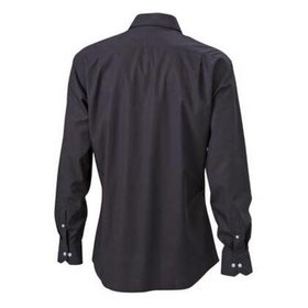 James & Nicholson - Herrenhemd mit Karoeinsatz JN619, schwarz/schwarz-weiß, Größe L