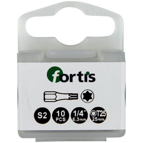 FORTIS - Bit 1/4" DIN 3126 C6,3 TX15 x 25mm Torsion, 10 Stück