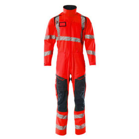 MASCOT® - Overall mit Knietaschen ACCELERATE SAFE, hi-vis Rot/Schwarzblau, Größe 2XL