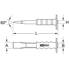 KSTOOLS® - Maurermeißel mit Handschutzgriff,flach oval,27x250mm