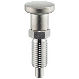 HALDER - Rastbolzen, mit Sechskantbund, rostfreier Stahl A4/mit Knopf aus rostfreiem Stahl | d1=8 mm / d2=M16 x 1,5 / l2 min.=8 mm | 22120.1078