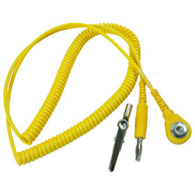 WETEC - Spiralkabel mit Bananenstecker, ESD, gelb, Anschlussart DK 3mm