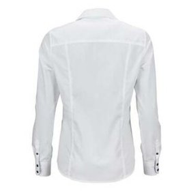 James & Nicholson - Ladies Shirt "Plain" JN647 100P. BW, white/blue-white, Größe S