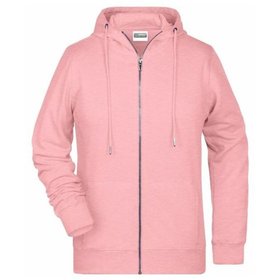 James & Nicholson - Damen Hoody Sweatjacke 8025, rosa-melange, Größe M