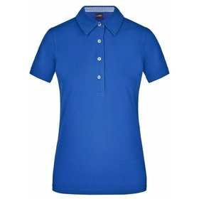 James & Nicholson - Damen Poloshirt Karo Optik JN969, königs-blau/weiß, Größe M