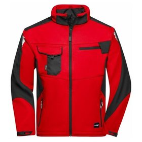 James & Nicholson - Workwear Softshell Jacke JN844, rot/schwarz, Größe XXL