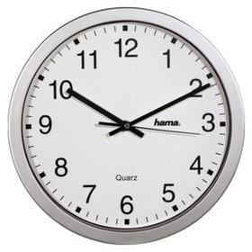 hama® - Wanduhr, 300x40mm, silber, CWA100, inkl. 1 x Batterie AA Mignon