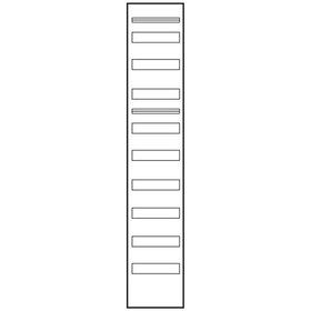 ABN - Verteilerfeld 9x12TE 250x1350x140mm m.Ausschn mit N-PE-Klemmen