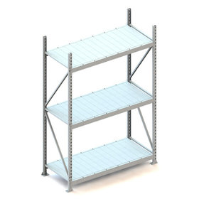 META® - Weitspann-Grundregal 2200 x 1400 x 650 vzk mit 3 Stahlpaneelenböden MINI-RACK