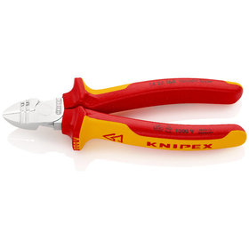 KNIPEX® - Abisolier-Seitenschneider verchromt, isoliert mit Mehrkomponenten-Hüllen, VDE-geprüft 160 mm 1426160