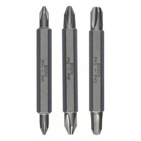 Bosch - Doppelklingenbit-Set, 3-teilig, PH1, PH1, PH2, PH2, PH3, PH3, 60 mm (2607001748)