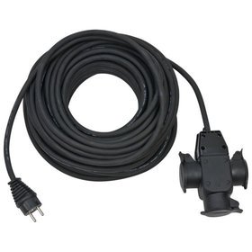 brennenstuhl® - Baustellen-Verlängerungskabel 25m H07RN-F3G1,5 schwarz mit 3-fach Gummikupplung IP44