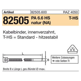 HellermannTyton - Kabelbinder ART 82505 PA 6.6 2,5 x 100/ 22, schwarz, T 18R-HS S
