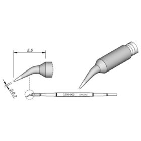 JBC - Lötspitze Serie C210, Rundform, C210002/ø0,2mm, gebogen