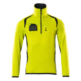 MASCOT® - Fleecepullover mit kurzem Reißverschluss - ACCELERATE SAFE - hi-vis Gelb/Schwarzblau, Gr. XL