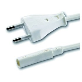 Hera - Netzanschlussleitung 2m 2x 0,75mm² PVC weiß 70°C Euro-Stecker 250V