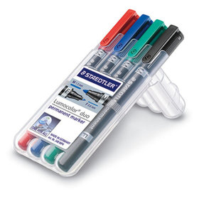 STAEDTLER® - Permanentmarker Lumocolor duo 348 WP4 0,6mm/1,5mm 4er-Pack