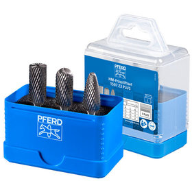 PFERD - Hartmetall Frässtift Set 1507 3-tlg. Zahnung 3 PLUS Ø 12mm Schaft-Ø 6 mm universal mittel kreuzverzahnt