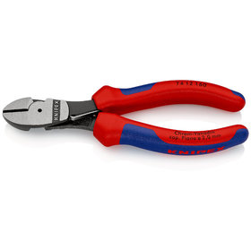 KNIPEX® - Kraft-Seitenschneider schwarz atramentiert, mit Mehrkomponenten-Hüllen 160 mm 7412160