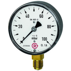 RIEGLER® - Kapselfedermanometer, G 1/4" radial unten, 0-160 mbar, Ø 63