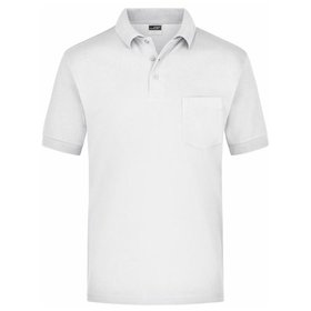 James & Nicholson - Kurzarm Poloshirt mit Brusttasche JN026, weiß, Größe M