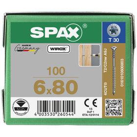 SPAX® - Justierschrauben Flachkopf T-STAR+ T30 Halterillen 4CUT WIROX 6 x 80mm