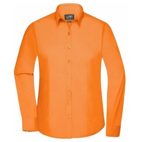 James & Nicholson - Damenbluse Poplin Langarm JN677, orange, Größe S