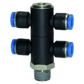 RIEGLER® - T-Mehrfachverteiler »Blaue Serie«, 4-fach, drehbar, R 1/8" A Ø4mm