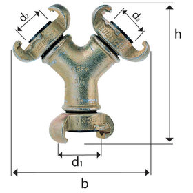 LÜDECKE - Dreiwegestück Temperguss mit 3 x R3/4" Innengewindeanschluß