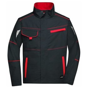 James & Nicholson - Workwear Jacke JN849, carbon/rot, Größe M